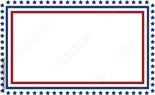 USA Flag Inspired Rectangle Frame with Patriotic Star Border