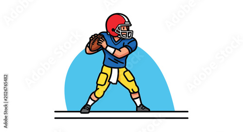 Photos American football player wearing protective helmet and gear throwing a ball duri