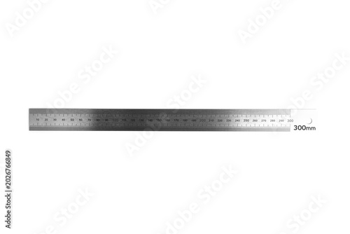 Bilde på lerret Metal construction ruler isolated on white background.