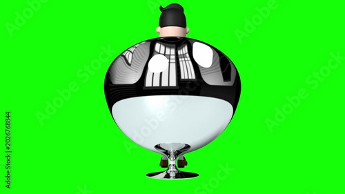 Cartoon Businessman Sitting in Chair and Working on Laptop
