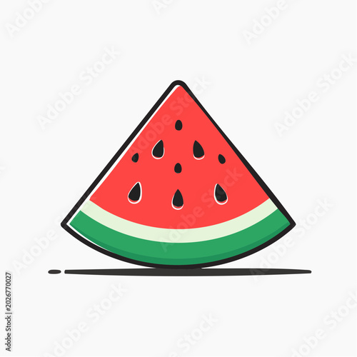 Stylized Slice of Watermelon with Seeds