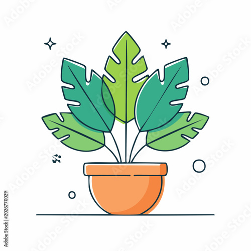 Stylized Potted Plant Illustration