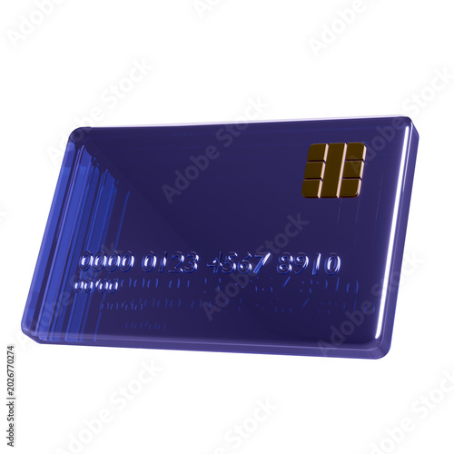 3D Render Purple Glass Credit Card Isolated for Banking and Payment Illustration