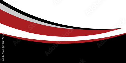 Abstract Red and White Curved Banner Background With Dynamic Black and Gray Wave Design