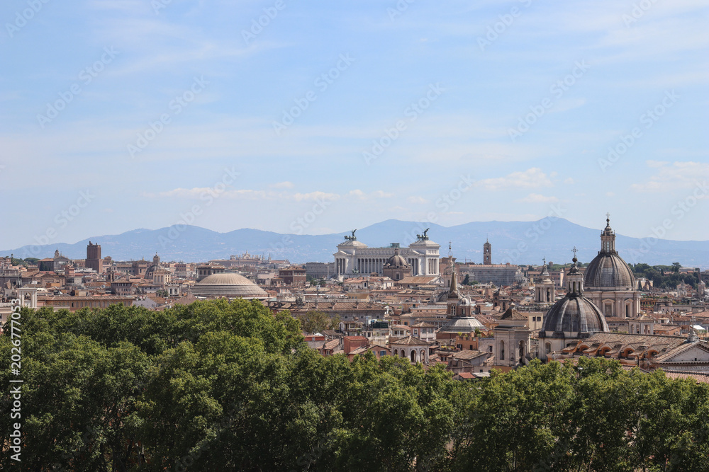 Fototapeta premium Cityscape of Rome, Italy, a view from the Gianicolo (Janiculum) hill .