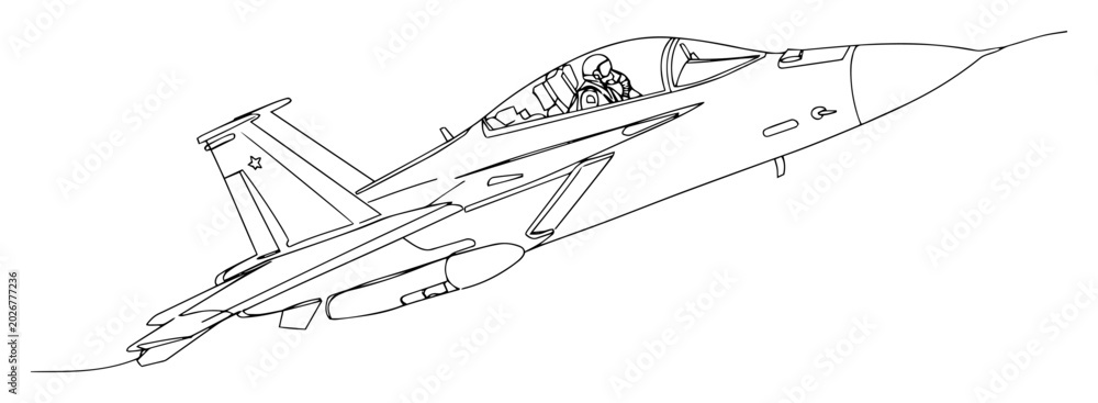 Obraz premium modern fighter jet aircraft outline illustration
