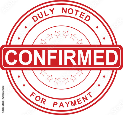 Bild auf Leinwand Rubber stamp confirms payment with a red seal and stars design