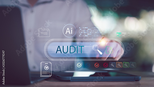 Tableau sur toile AI auditors streamline compliance verification through automated audit systems, document inspection, digital reporting, data validation, cybersecurity monitoring, and smart analytics technology