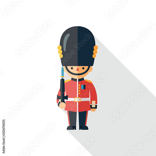 Schilderij op canvas British Guard Soldier Wearing Red Uniform.