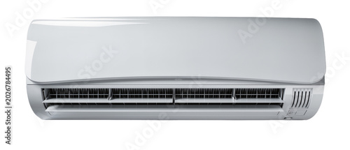 Bild auf Leinwand Modern white split air conditioner unit with horizontal vents, isolated on trans