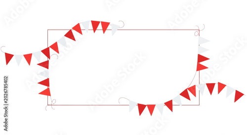 Canvas Print Red pennant banner string decoration.