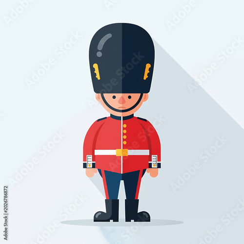 Фотография Cartoon British Guard Soldier Wearing Helmet.