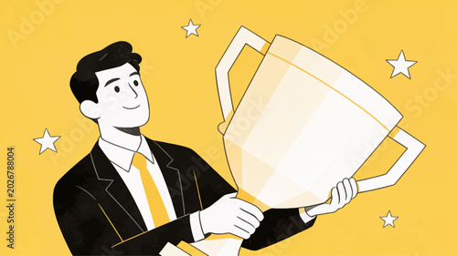 Bild auf Leinwand Confident entrepreneur celebrates monumental success, proudly holding a shining