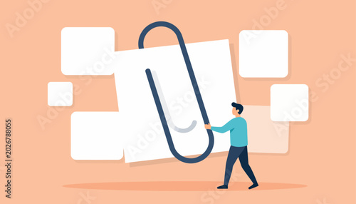 Foto Vector illustration of a person attaching a clip to a document, symbolizing orga