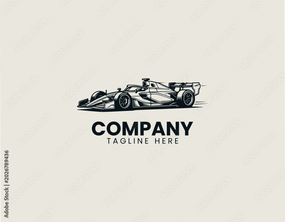 Fototapeta premium Formula racing car outline vector illustration on white background