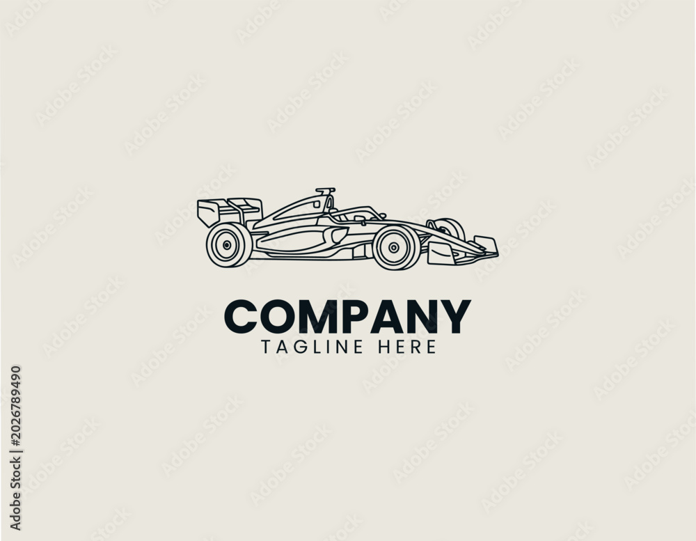 Fototapeta premium Formula racing car outline vector illustration on white background