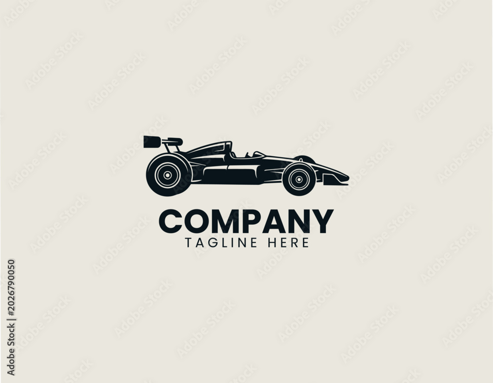 Fototapeta premium Vintage formula racing car silhouette vector illustration on white background