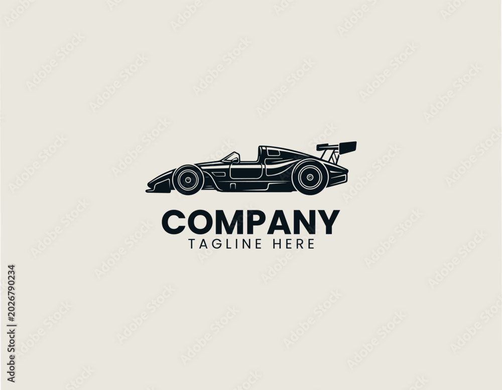 Fototapeta premium Vintage formula racing car silhouette vector illustration on white background