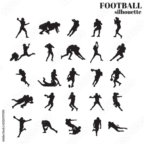 Fotografia American football players in action silhouettes depicting dynamic game moments