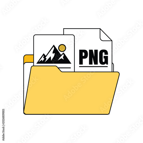 Mountain landscape png folder icon with yellow sun