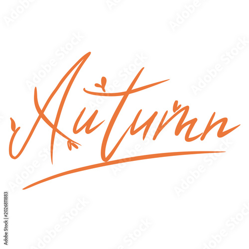 Autumn handwritten calligraphy in orange color  