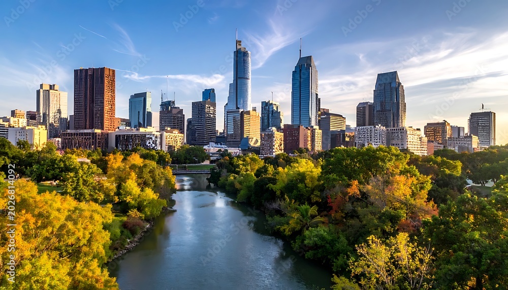 Obraz premium Austin Texas cityscape skyline landscape river.
