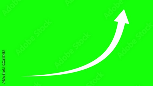 Arrow Moving Horizontally Then Rising Upward on Green Background
