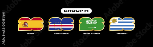 фотографія International soccer competition graphic featuring group H flags spain, cabo ver