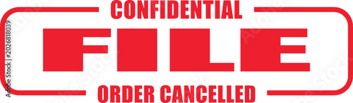 Tablou pe pânză Cancelled order with confidential file and rubber stamp on document