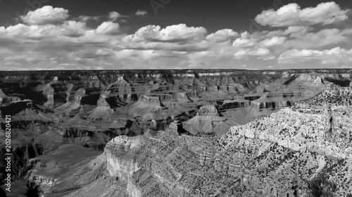 Black and white 1930's style movie of  theGrand Canyon in Arizona