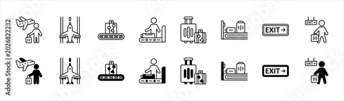 Fotografie Passenger arrival and airport baggage collection process with luggage conveyor t