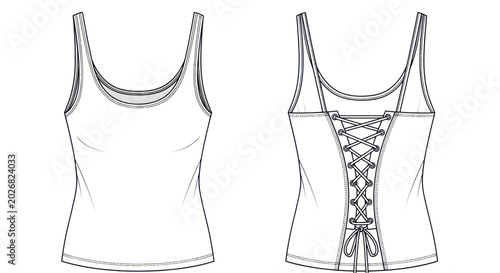 Foto Fashion design flat sketch of a camisole with lace-up back detail