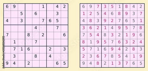 Foto Sudoku puzzle for logical reasoning practice with answer layout