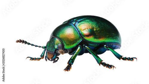 Photos Iridescent green scarab beetle with segmented antennae, isolated on transparent
