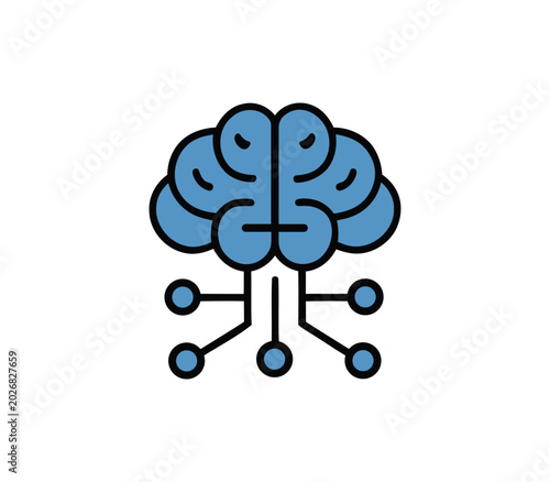 Artificial intelligence brain icon for digital technology concepts