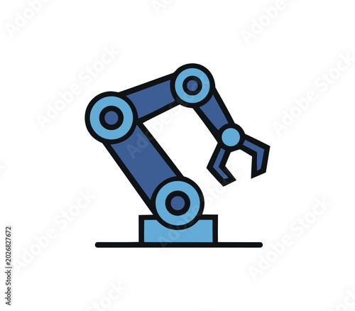Robotic arm industrial icon for manufacturing and automation