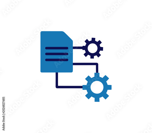 Document processing icon with gears for automated workflows