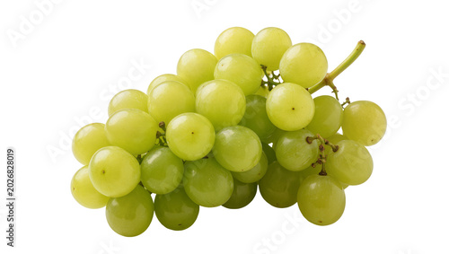 Canvastavla Fresh green grapes on a vine, isolated on transparent background