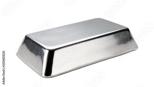 фотографія Shiny metallic silver ingot with brushed texture, isolated on transparent backgr
