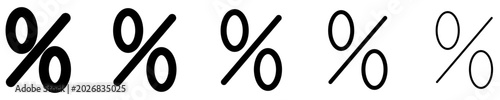 Photos Set of percent sign icons with different line weights. Vector.