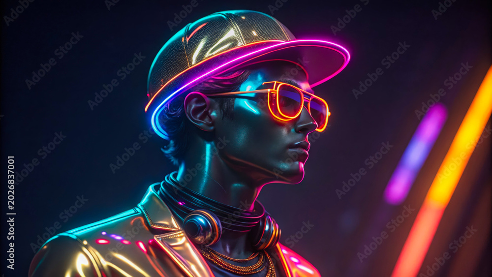 Naklejka premium Futuristic Neon Man