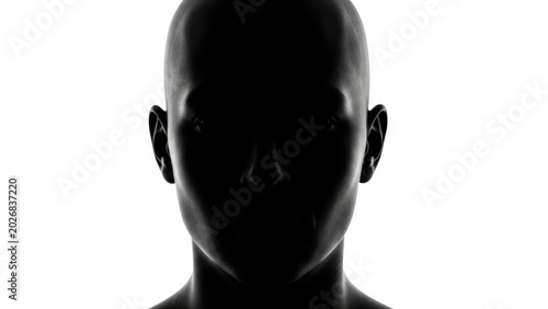 Silhouette of a Bald Man's Face Against a Bright White Background - A Striking and Minimalist Portrait
