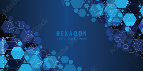 Abstract dark blue background with blue hexagonal shapes