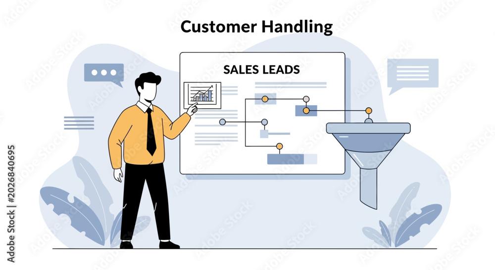 Obraz premium Sales Lead Management Funnel Strategy and Customer Handling Concept