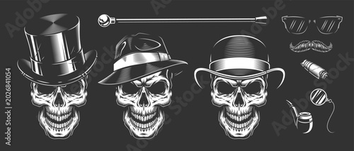 Bild auf Leinwand Hatted skulls and props