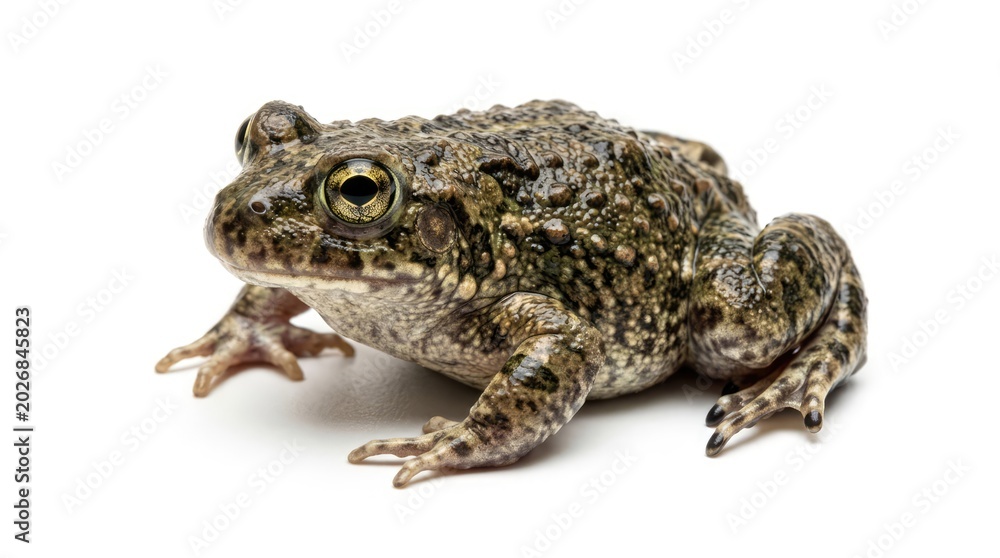 Obraz premium Warty Brown Toad Resting on White Studio Background