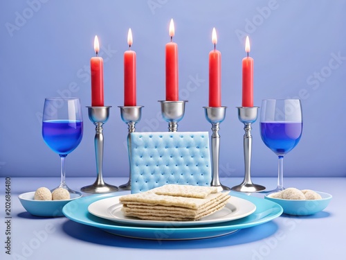 Festive Table Setting with Crackers and Drinks