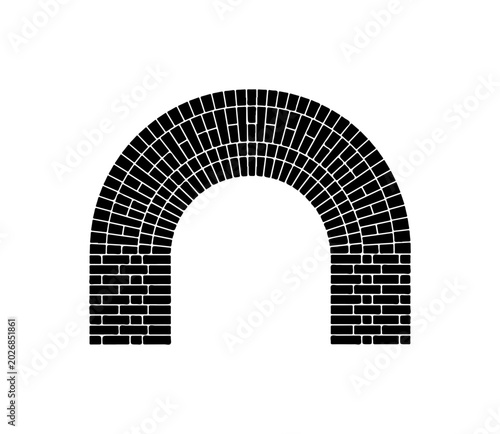 Black brick archway, brickwork arch, masonry design element, architectural vector