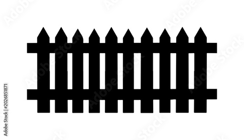 Black picket fence, wooden fence icon, fence silhouette, vector fence