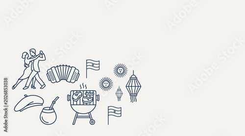Slika na platnu Argentina cultural symbols and icons illustration.